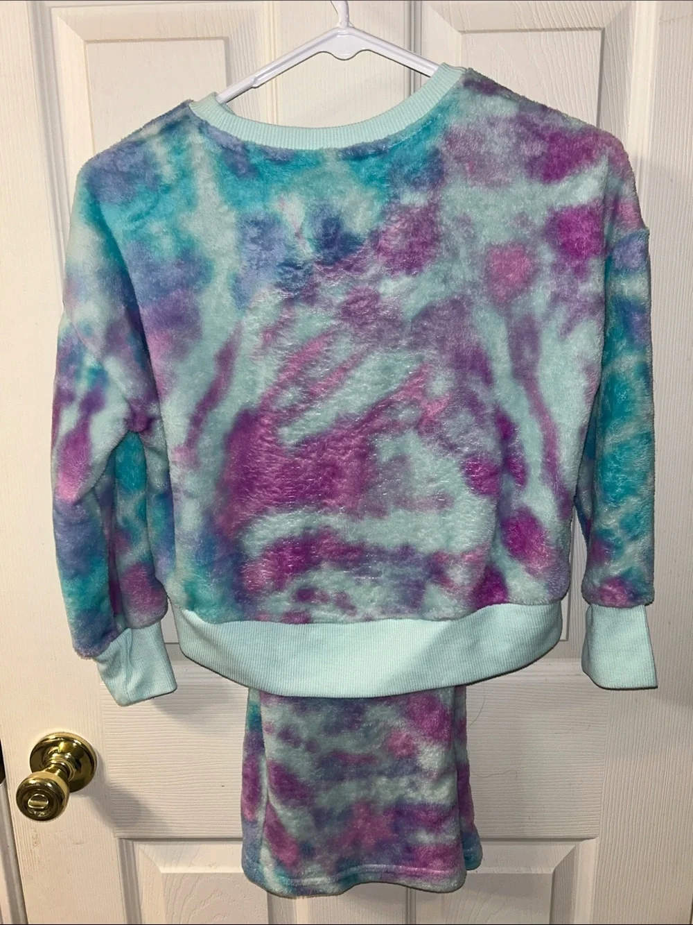 Justice Tie-Dye Fleece Pajama Set - Purple & Teal